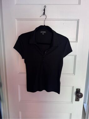 J. Crew Black Ribbed Slim Fit Polo Shirt - Short Sleeve Size Medium (runs small)